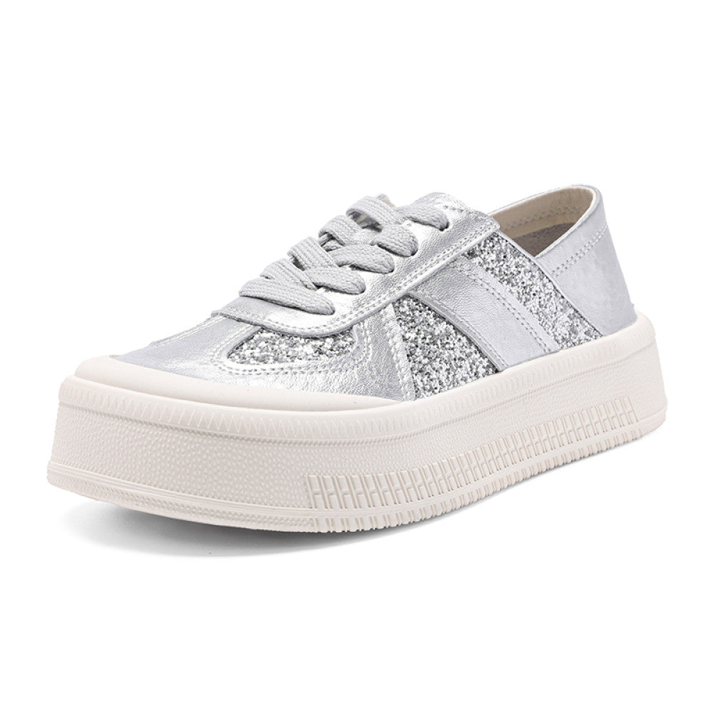 Thick soled thin breathable white shoes for women 2025 spring new style popular all match fashion silver casual sports shoes image 18