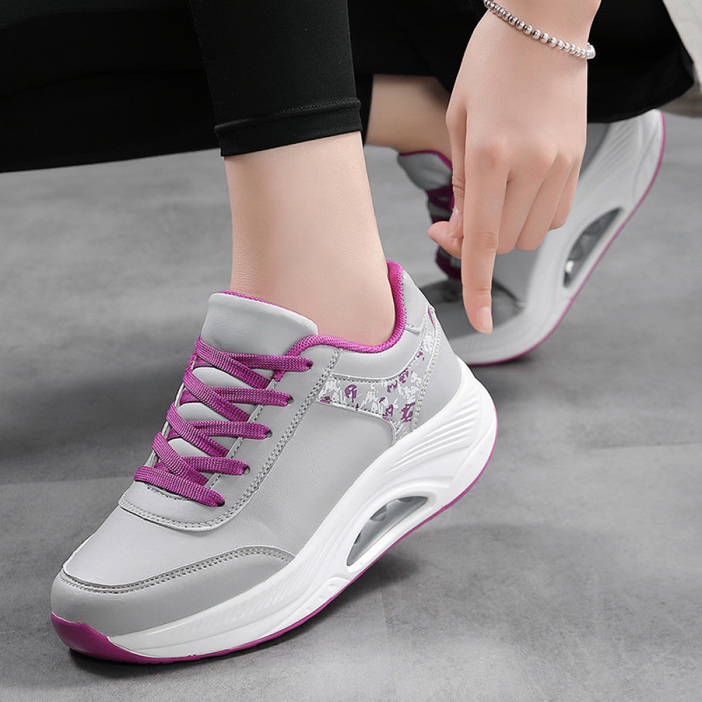 New winter air cushion rocking shoes for women leather waterproof white sports shoes thickness increased mother shoes casual shoes image 3