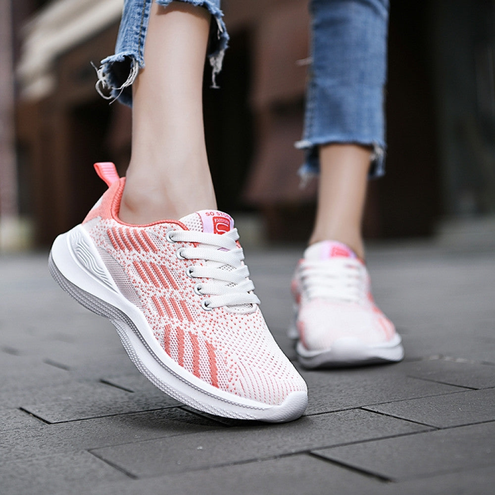 Women s sports shoes mesh breathable casual shoes lace up middle school student running shoes 2024 new air cushion travel shoes image 121