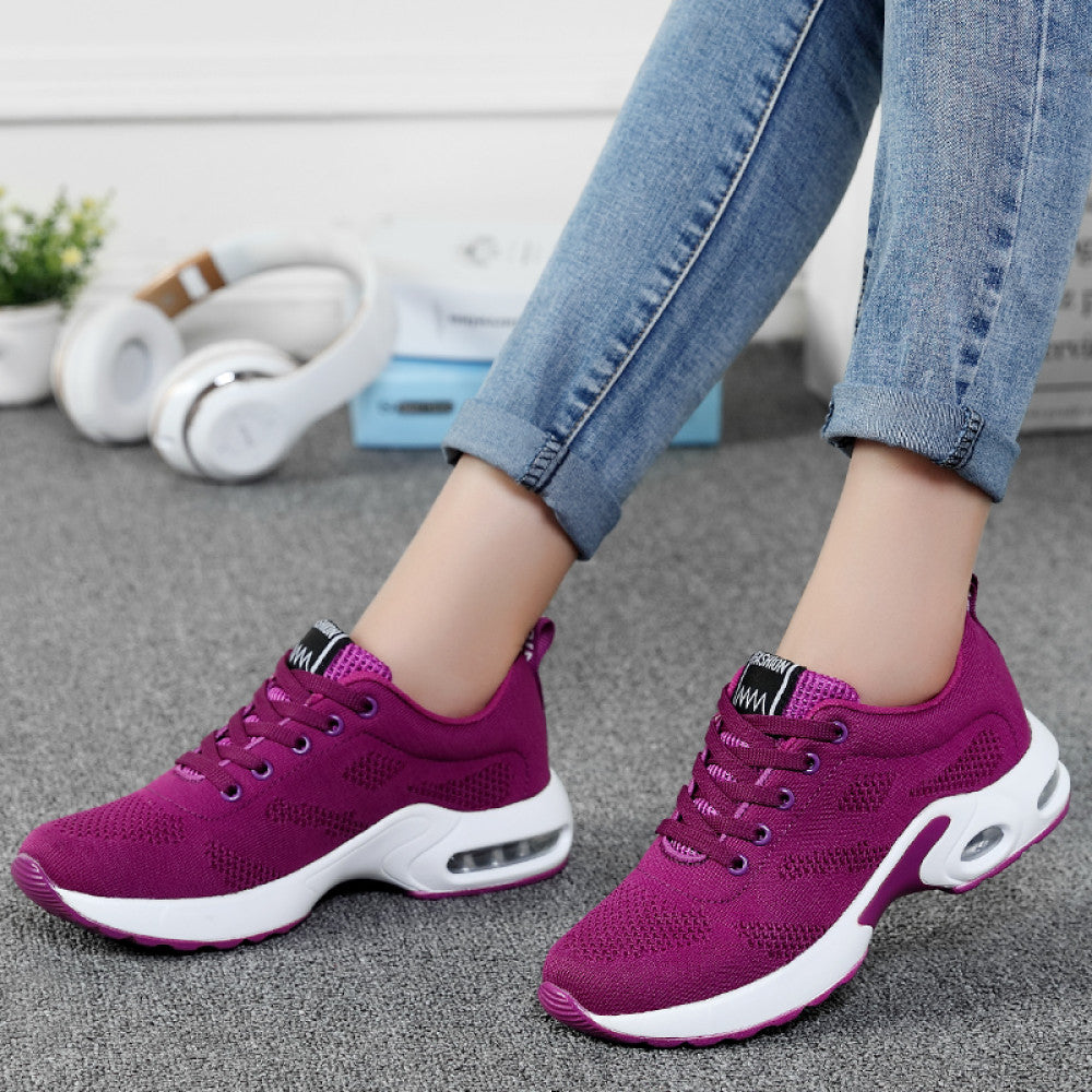 Women s sports shoes mesh breathable casual shoes lace up middle school student running shoes 2024 new air cushion travel shoes image 167