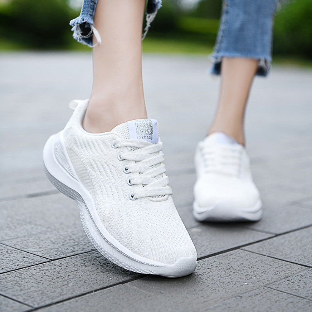 Women s sports shoes mesh breathable casual shoes lace up middle school student running shoes 2024 new air cushion travel shoes image 31