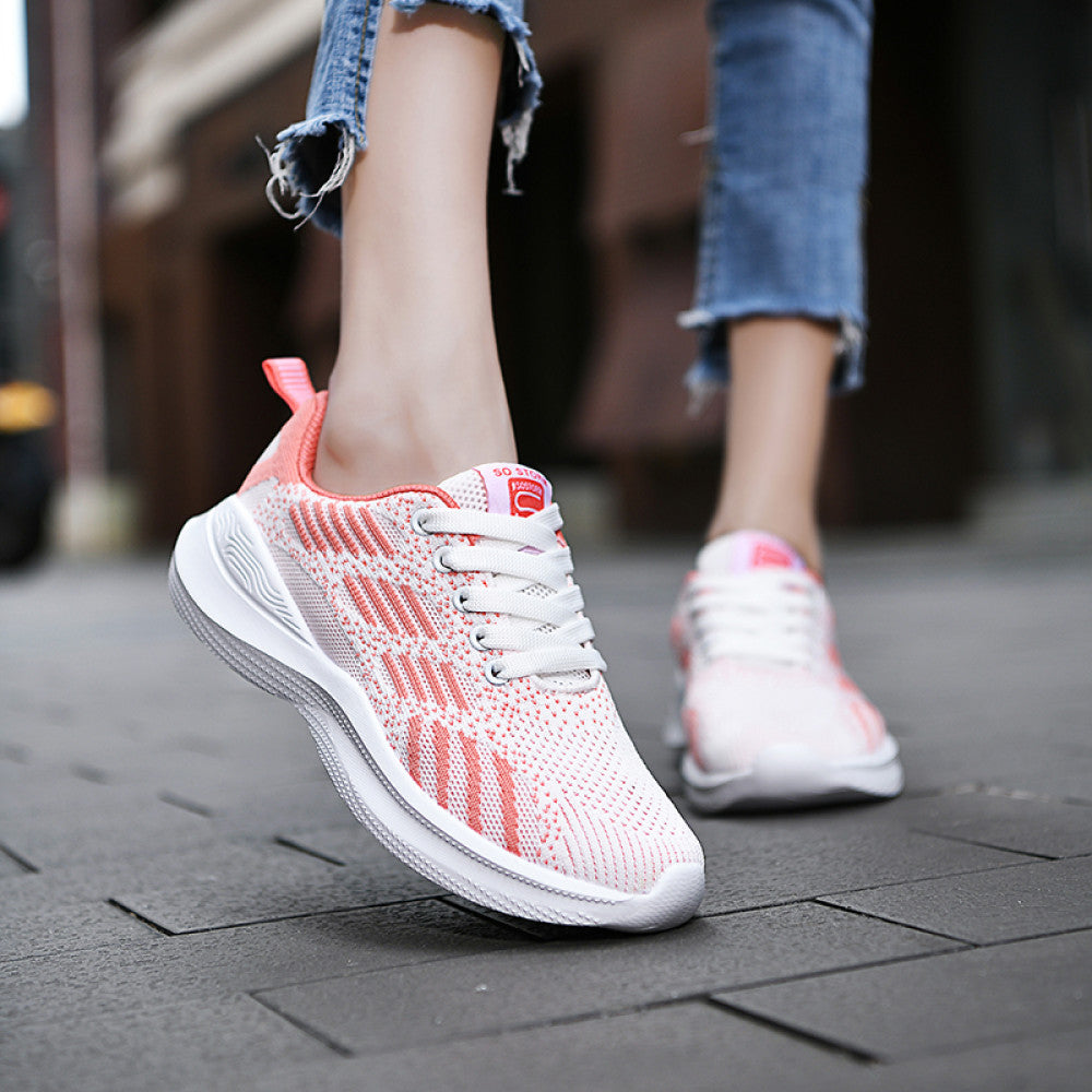 Women s sports shoes mesh breathable casual shoes lace up middle school student running shoes 2024 new air cushion travel shoes