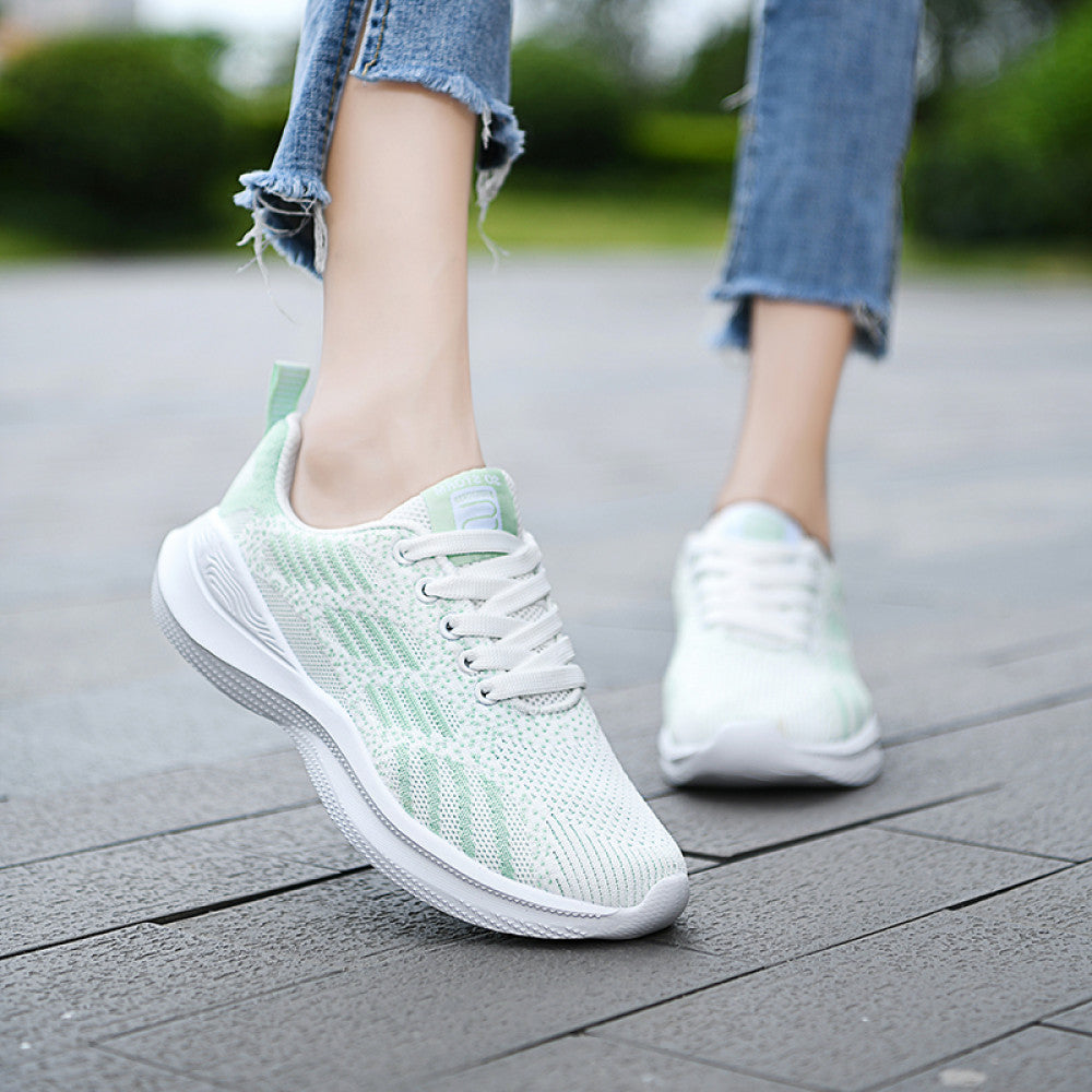 Women s sports shoes mesh breathable casual shoes lace up middle school student running shoes 2024 new air cushion travel shoes