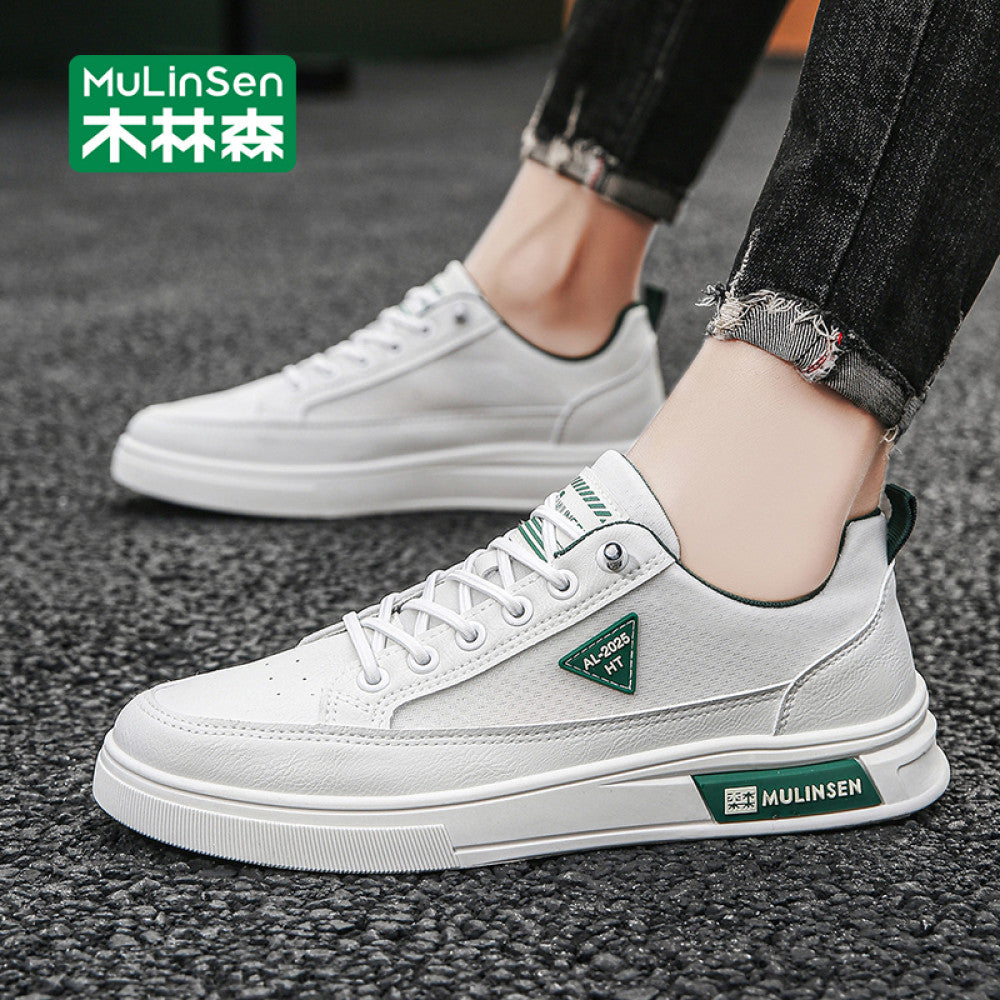 Mulinsen men s summer breathable soft soled mesh white shoes sports casual mesh panel shoes men s hollow trendy shoes image 5