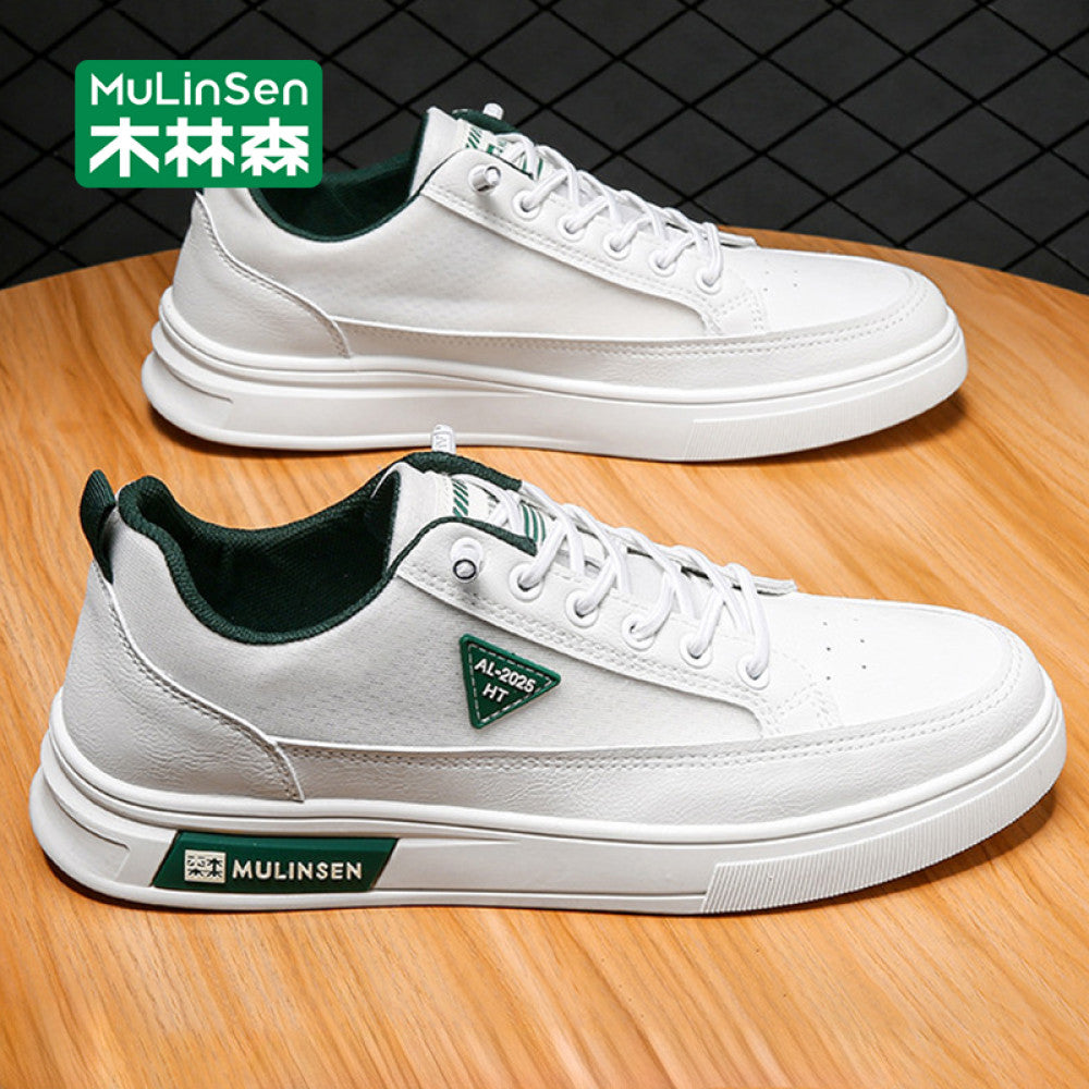 Mulinsen men s summer breathable soft soled mesh white shoes sports casual mesh panel shoes men s hollow trendy shoes