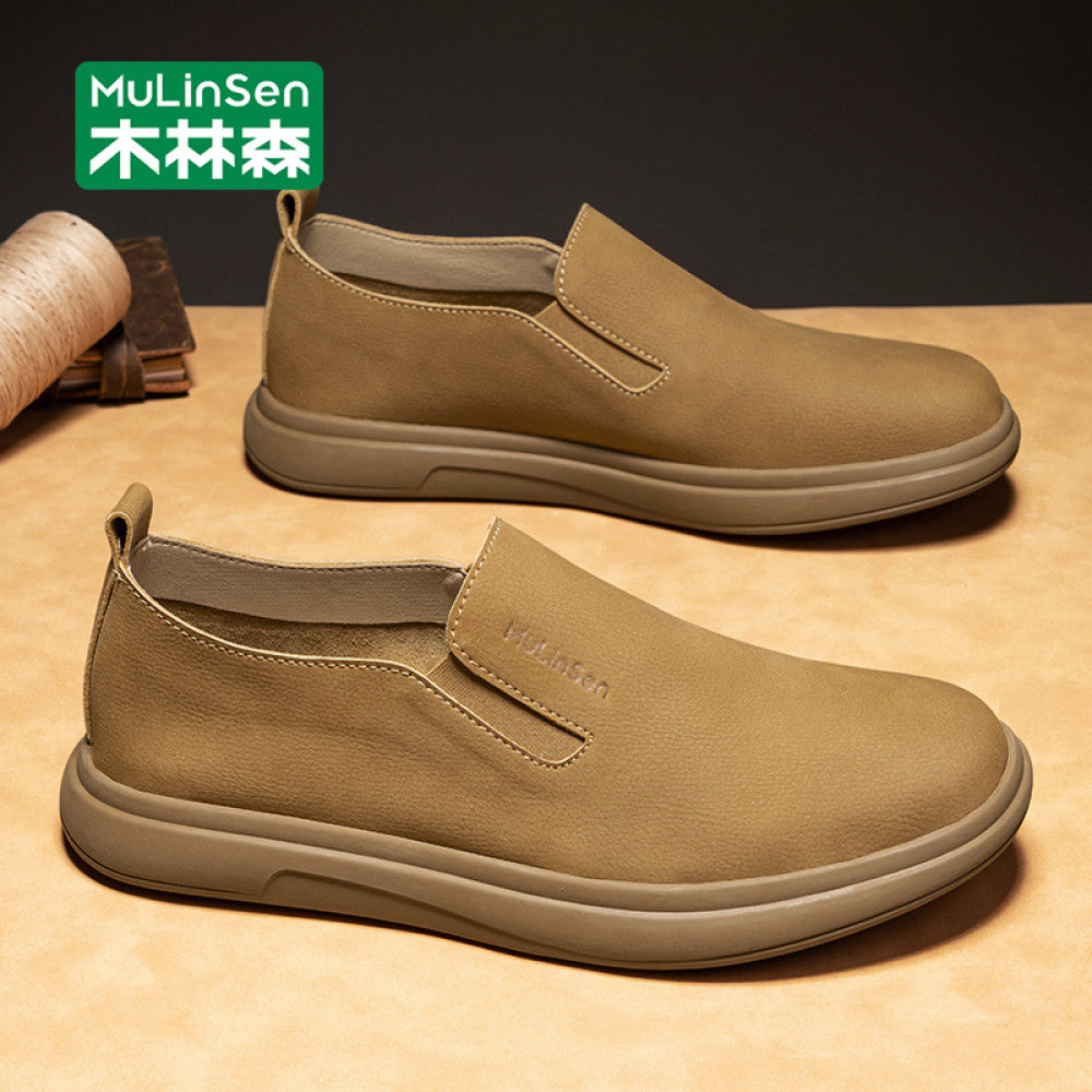 Mulinsen men s shoes autumn casual leather shoes men 2025 new driving soft sole slip on loafers summer image 130