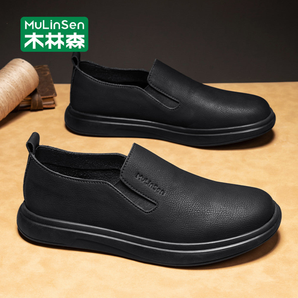 Mulinsen men s shoes autumn casual leather shoes men 2025 new driving soft sole slip on loafers summer