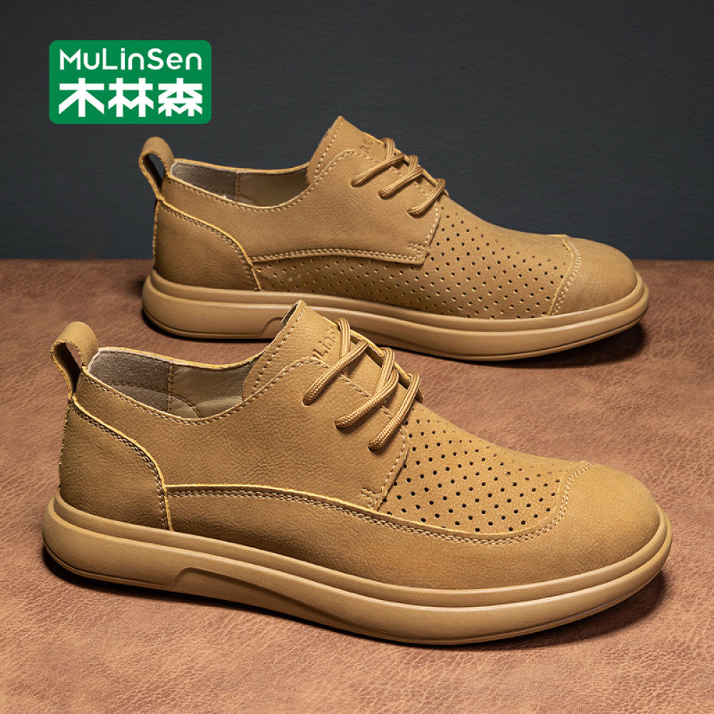 Mulinsen men s shoes autumn casual leather shoes men 2025 new driving soft sole slip on loafers summer
