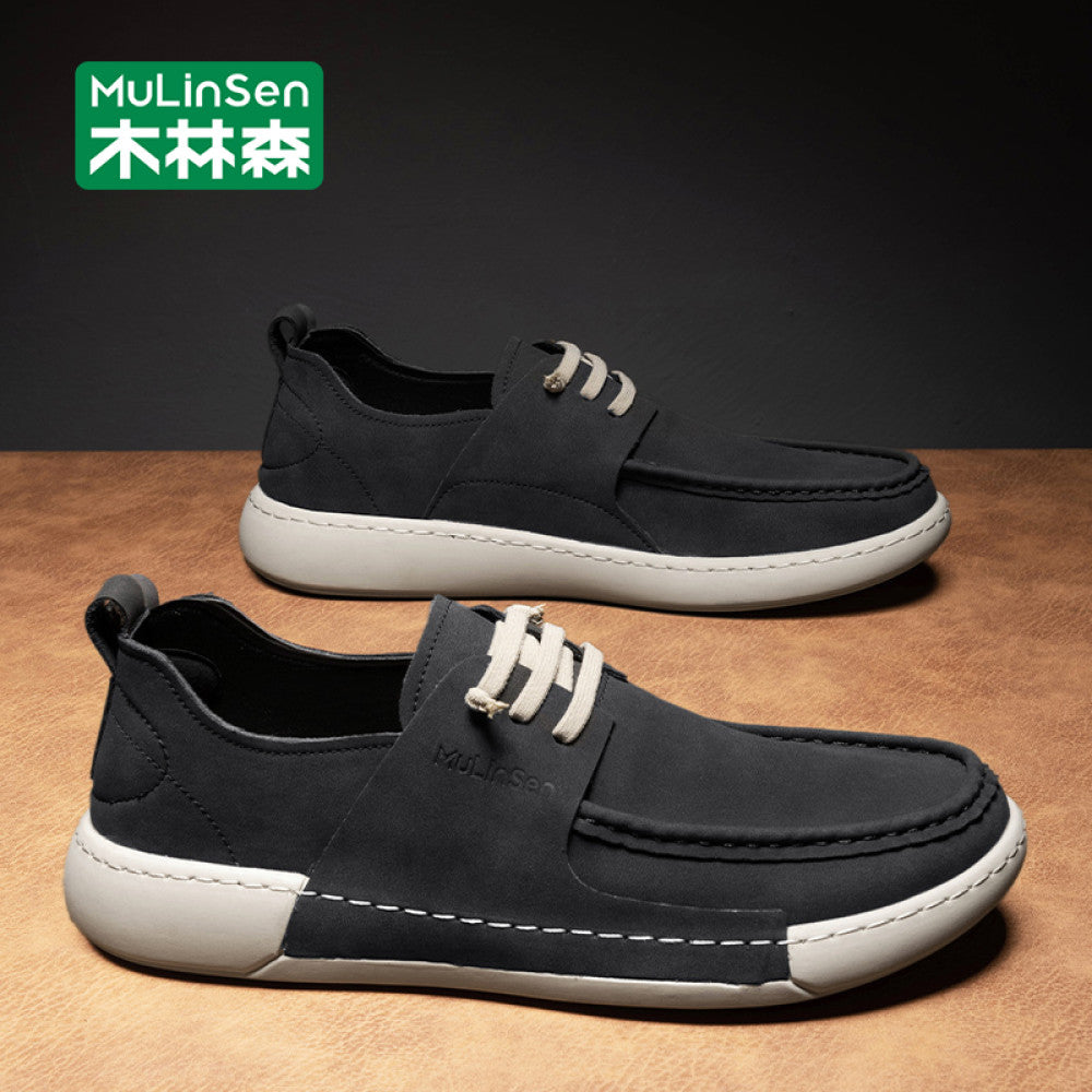 Mulinsen leather shoes men s 2025 new autumn soft sole toe shoes driving slip on men s casual shoes summer image 4