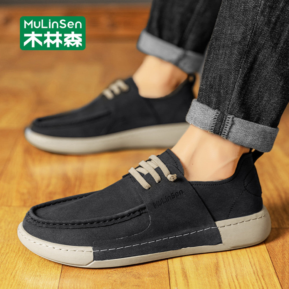 Mulinsen leather shoes men s 2025 new autumn soft sole toe shoes driving slip on men s casual shoes summer image 5