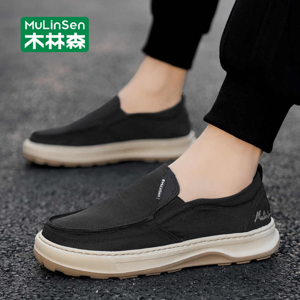 Mulinsen men s cloth shoes Old Beijing summer breathable casual canvas men s shoes one step driving lazy shoes autumn image 5