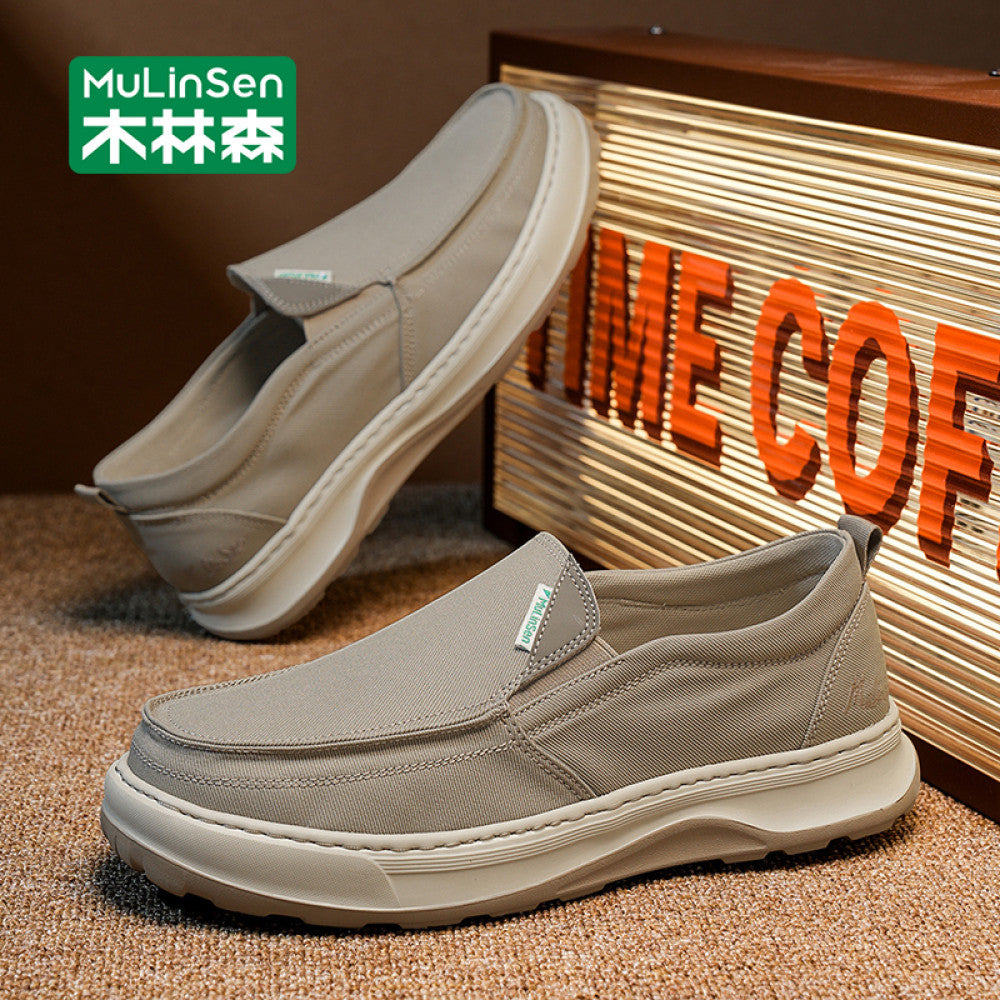 Mulinsen men s cloth shoes Old Beijing summer breathable casual canvas men s shoes one step driving lazy shoes autumn