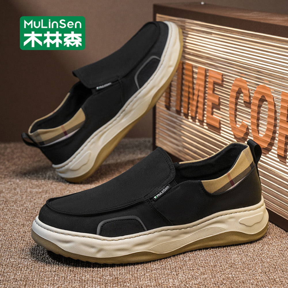 Mulinsen men s cloth shoes Old Beijing summer breathable casual canvas men s shoes one step driving lazy shoes autumn