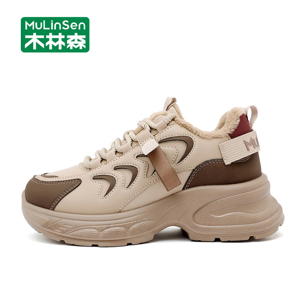 Wooden Forest Women s Shoes Winter Plush Sports Shoes Women s Warm Cotton Shoes Small Thick Bottom Dad Shoes Northeast Snow Shoes image 2
