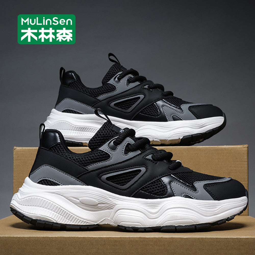 Wooden Forest Men s Shoes Summer Breathable Flyknit Running Casual Black Dad Shoes Men s 2025 New Men s Sports Shoes image 0