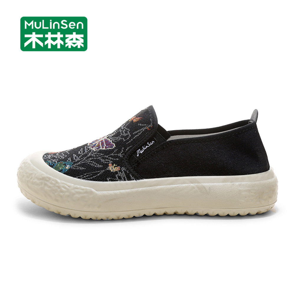 Mulinsen canvas women s shoes 2025 new summer breathable old Beijing cloth shoes one step mother shoes flat shoes women image 5
