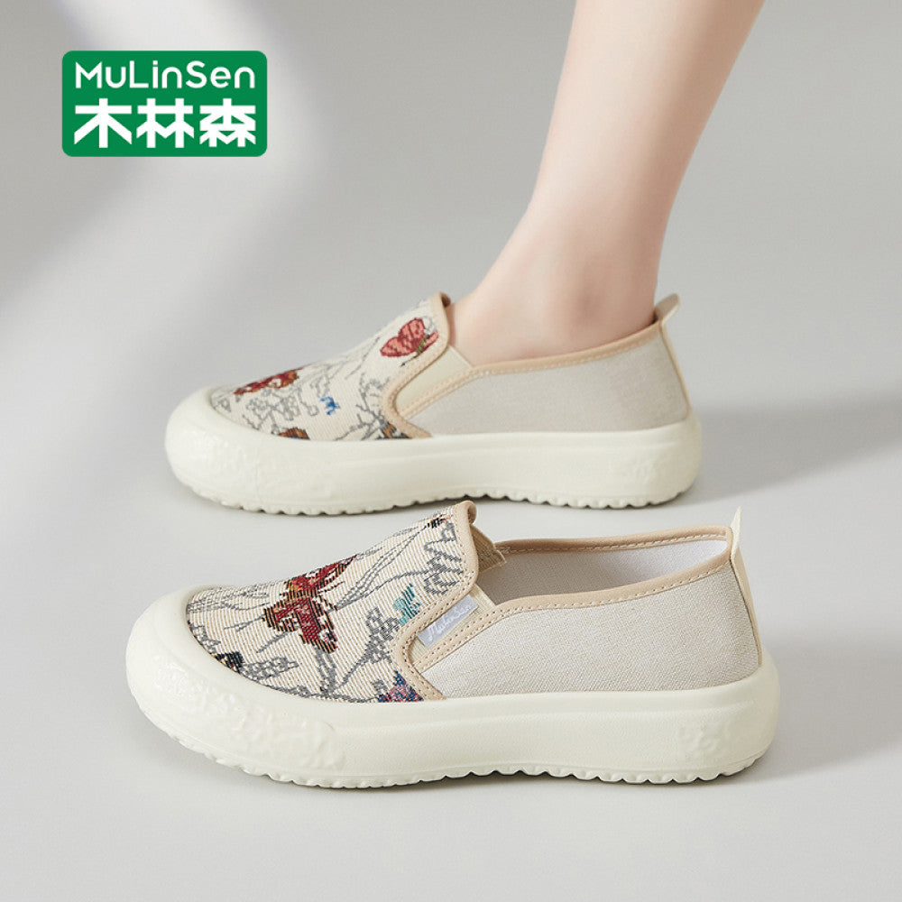 Mulinsen canvas women s shoes 2025 new summer breathable old Beijing cloth shoes one step mother shoes flat shoes women image 29