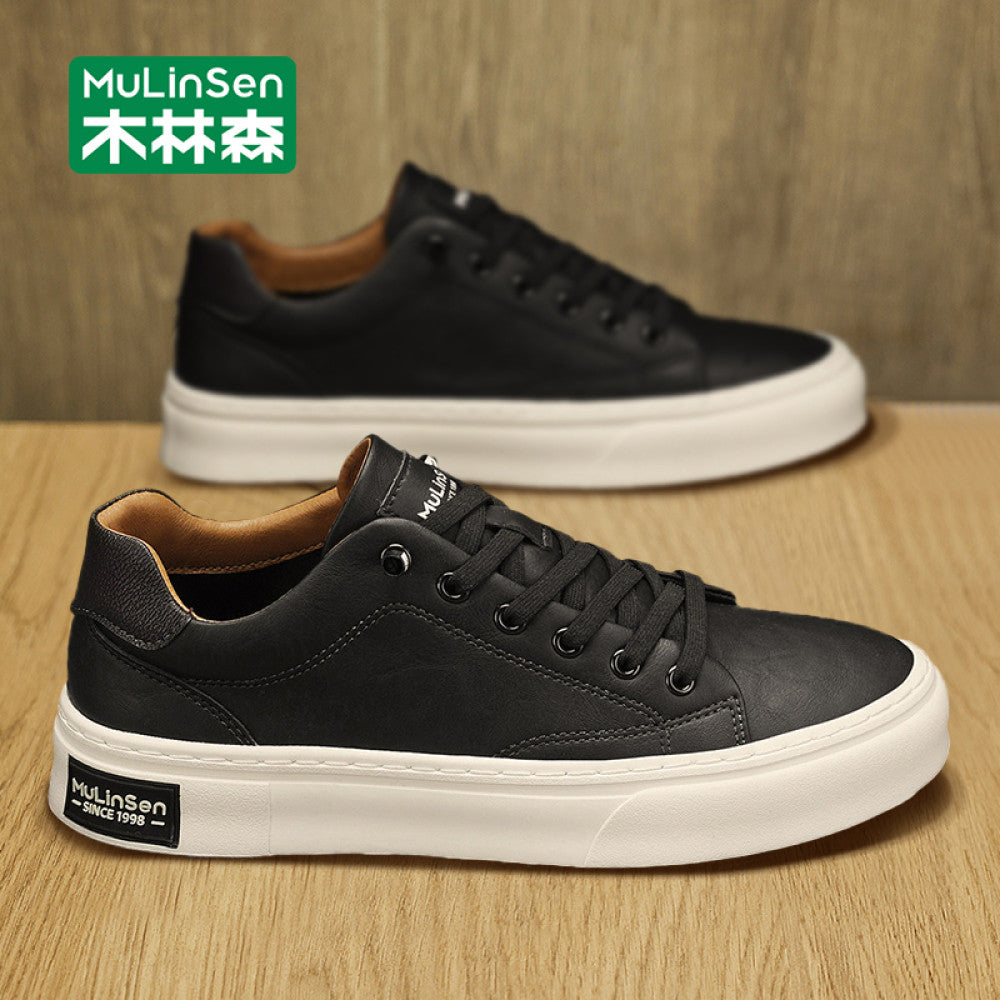 Mulinsen men s shoes summer breathable 2025 new leather shoes men s casual sneakers soft bottom white shoes men s work shoes