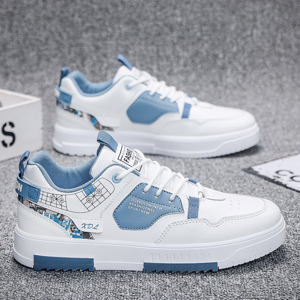Men s shoes 2025 new summer breathable sports and leisure shoes men s versatile trendy white shoes student low top skateboard shoes