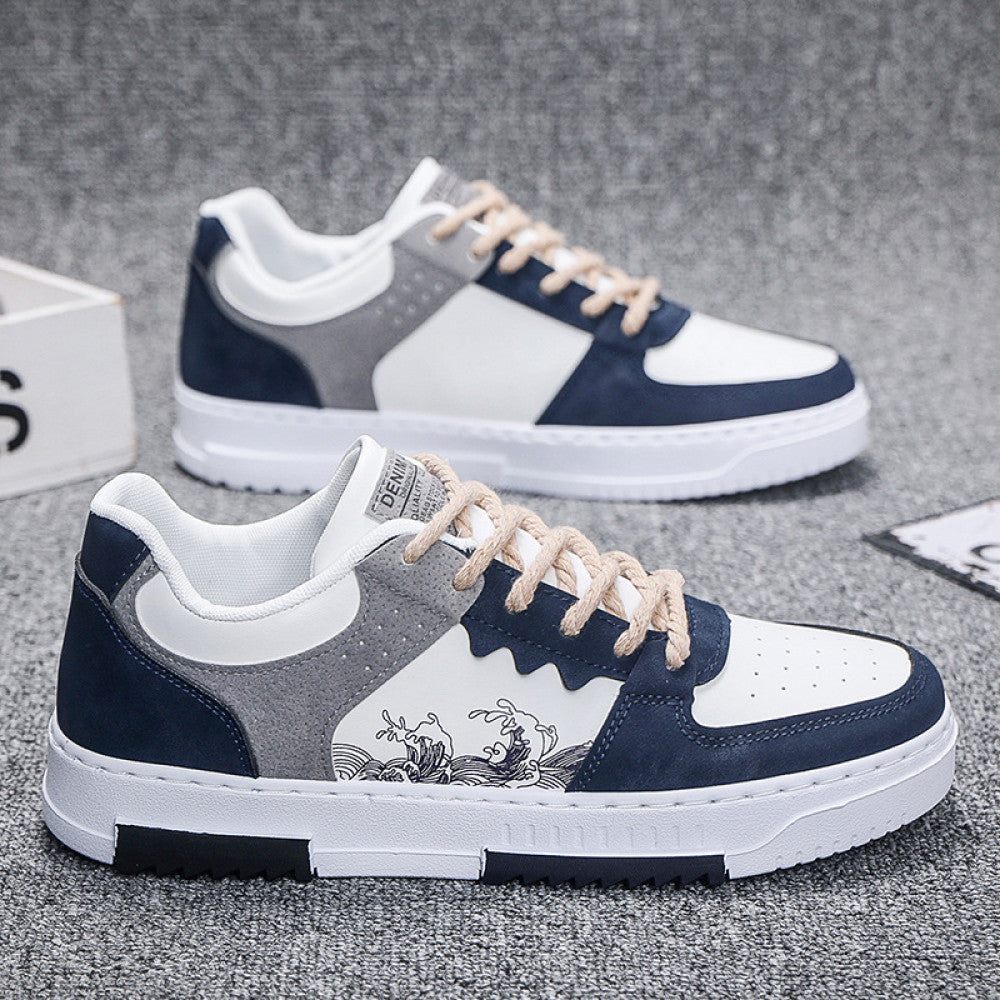 Men s shoes 2025 new summer breathable sports and leisure shoes men s versatile trendy white shoes student low top skateboard shoes