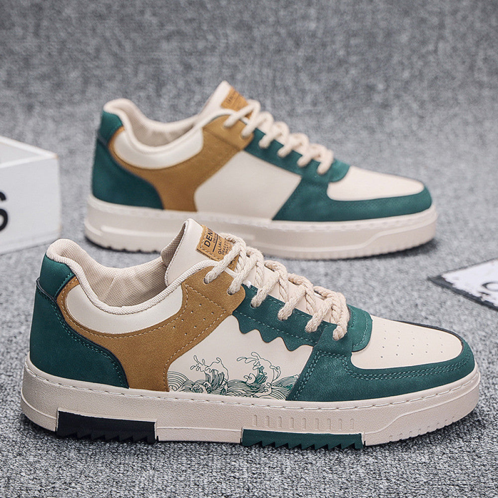 Men s shoes 2025 new summer breathable sports and leisure shoes men s versatile trendy white shoes student low top skateboard shoes