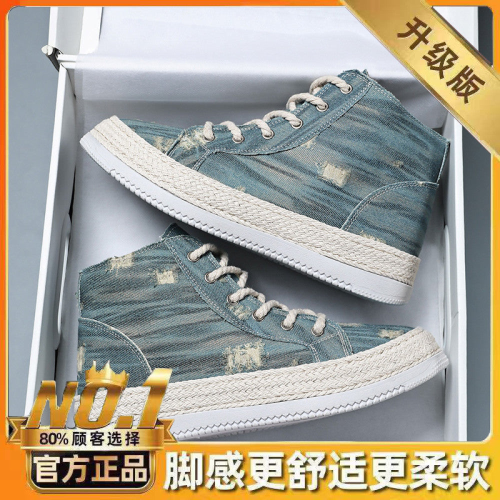 High top cloth shoes for men spring 2025 new versatile casual shoes for students anti slip men s workwear trendy shoes for men image 46