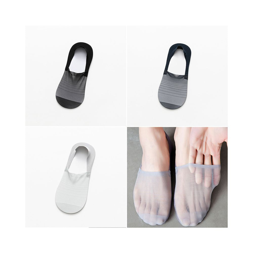 Men s invisible boat socks with ice silk mesh ultra thin hollow out anti odor shallow mouth low cut socks summer silicone anti drop sole image 8