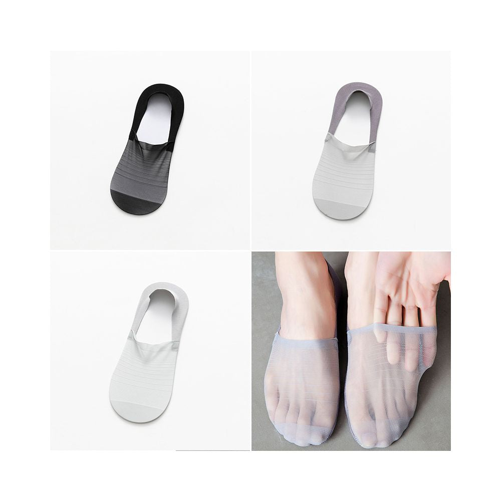 Men s invisible boat socks with ice silk mesh ultra thin hollow out anti odor shallow mouth low cut socks summer silicone anti drop sole image 11