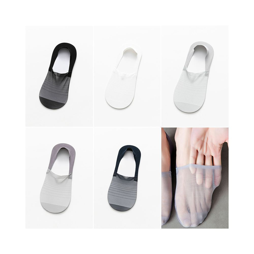 Men s invisible boat socks with ice silk mesh ultra thin hollow out anti odor shallow mouth low cut socks summer silicone anti drop sole image 18