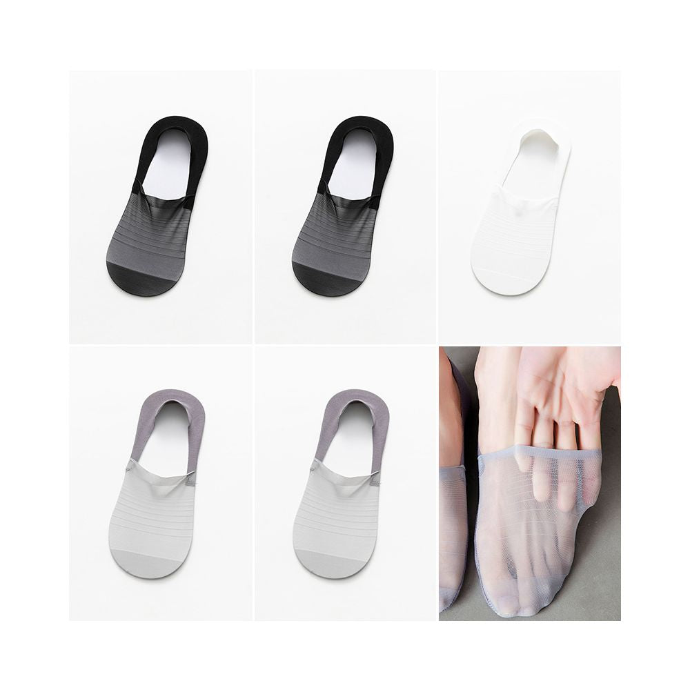 Men s invisible boat socks with ice silk mesh ultra thin hollow out anti odor shallow mouth low cut socks summer silicone anti drop sole