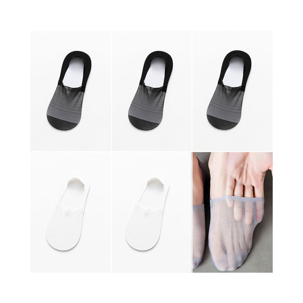 Men s invisible boat socks with ice silk mesh ultra thin hollow out anti odor shallow mouth low cut socks summer silicone anti drop sole