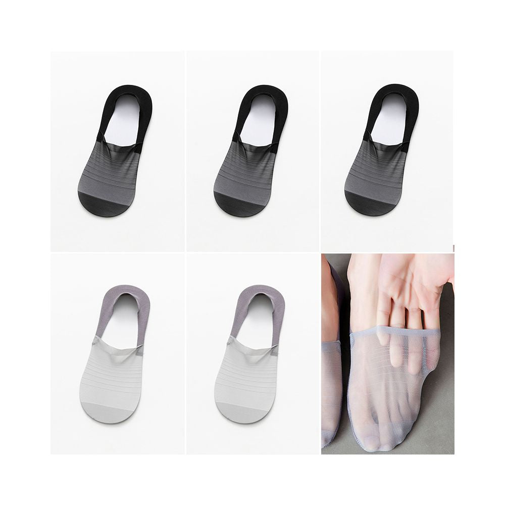 Men s invisible boat socks with ice silk mesh ultra thin hollow out anti odor shallow mouth low cut socks summer silicone anti drop sole