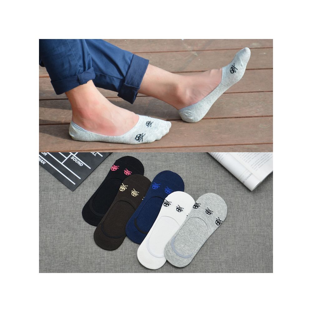 Socks for men bean shoes socks for summer anti slip boat pure cotton shallow mouth invisible socks black and white sole men s slippers image 40