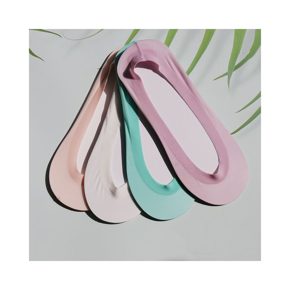 4 pairs of plus size boat socks for women s summer shallow mouth ice silk invisible ultra thin breathable silicone anti slip and non falling heel bean shoes short socks image 2