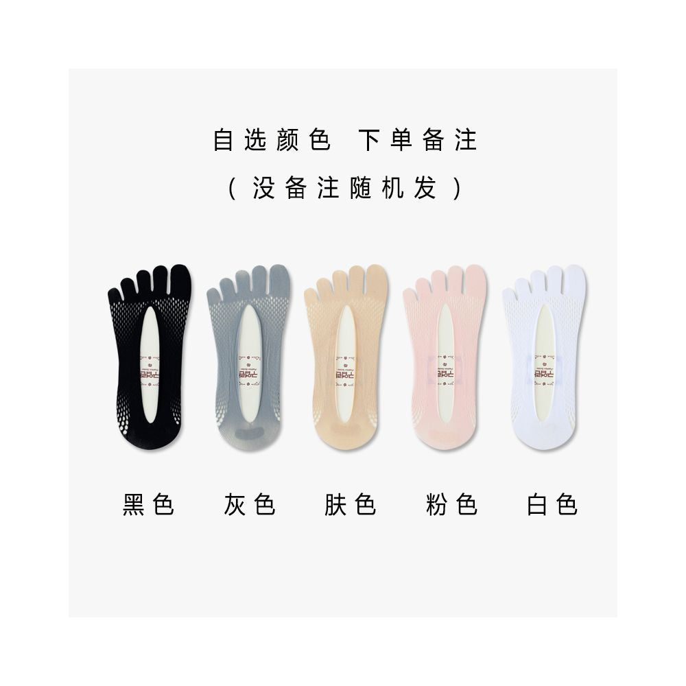 Summer thin five finger socks boat socks women s summer velvet silicone anti slip and non falling heel split super short socks invisible socks image 3