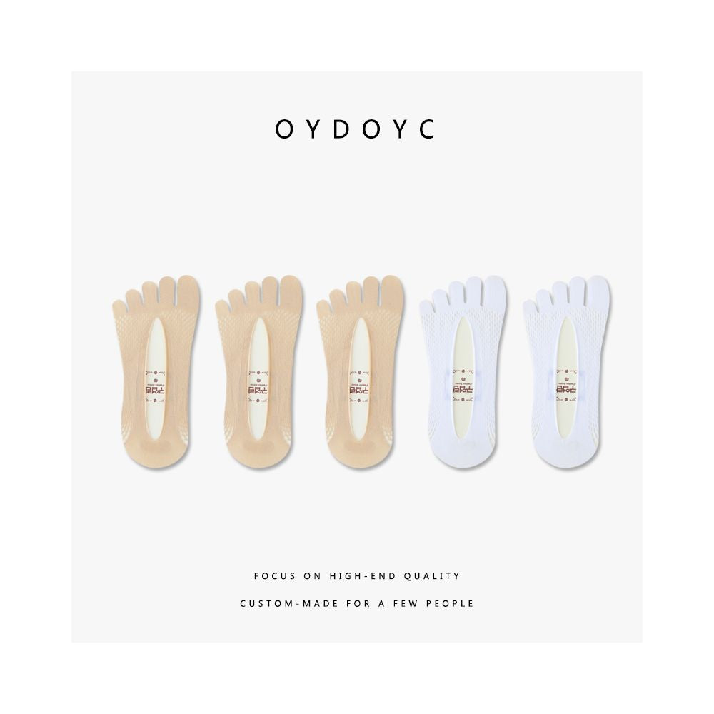 Summer thin five finger socks boat socks women s summer velvet silicone anti slip and non falling heel split super short socks invisible socks image 12