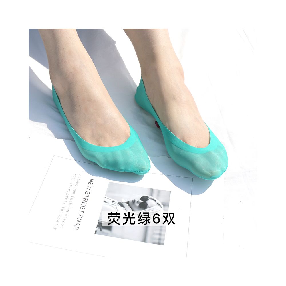 6 pairs of boat socks women s summer shallow mouth ice silk invisible ultra thin breathable non slip low heel bean shoes colorful socks image 20