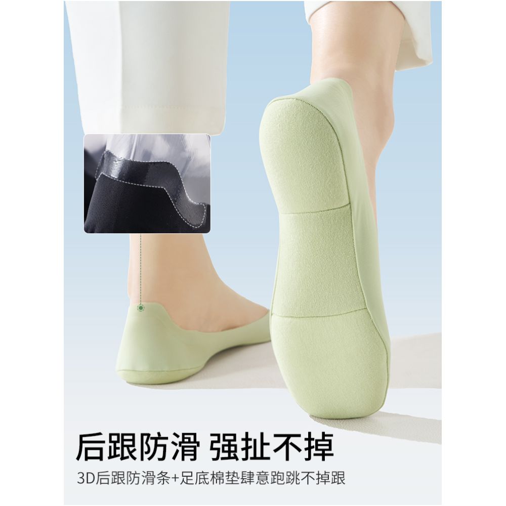 Boat Socks Women s Summer Thin Bottom Cotton Pad Anti slip Heel Socks Antibacterial Towel Bottom Shallow Mouth Invisible Socks image 3