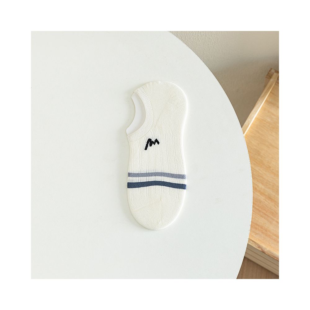 Socks men summer letter M boneless stitching invisible boat socks two bar striped short socks men exposed ankle wearing cotton image 8