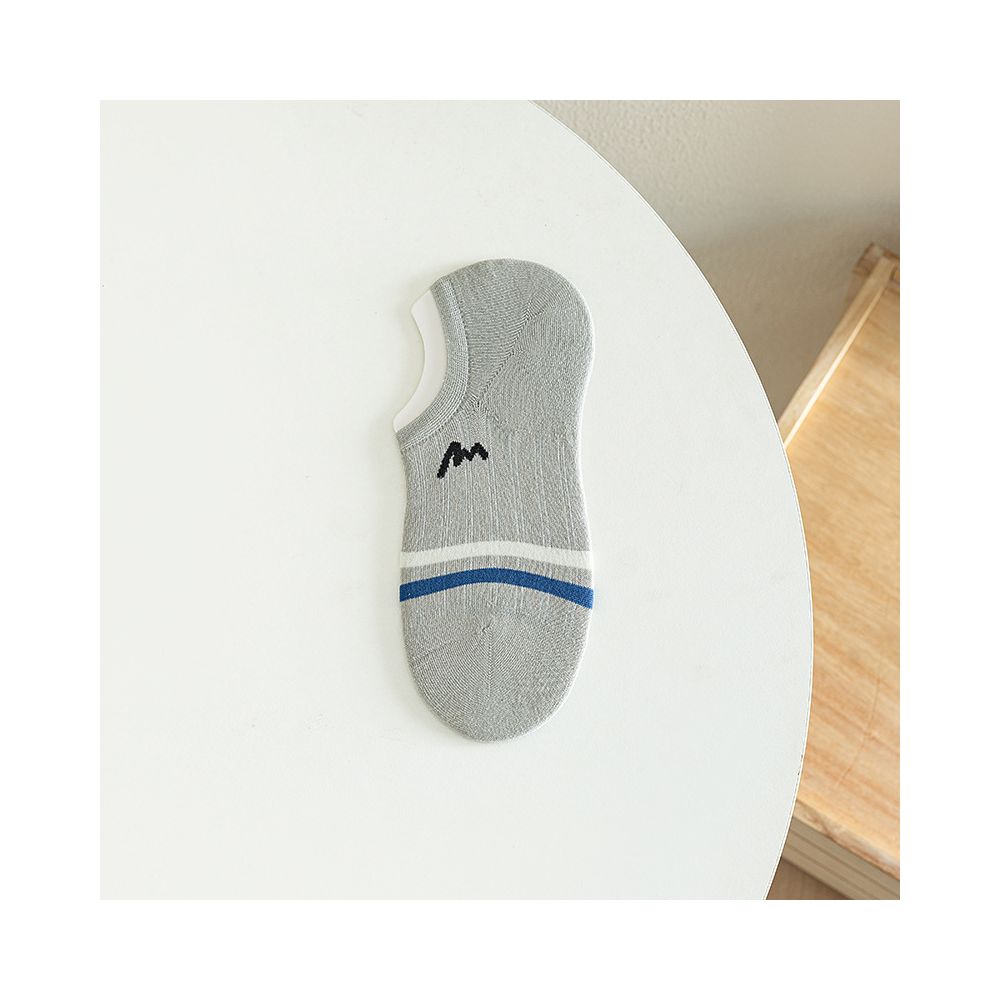 Socks men summer letter M boneless stitching invisible boat socks two bar striped short socks men exposed ankle wearing cotton image 10