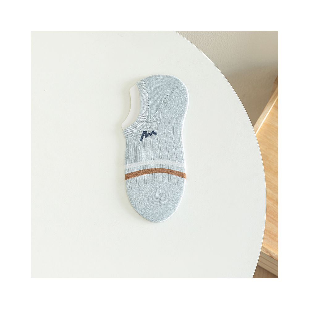 Socks men summer letter M boneless stitching invisible boat socks two bar striped short socks men exposed ankle wearing cotton image 12
