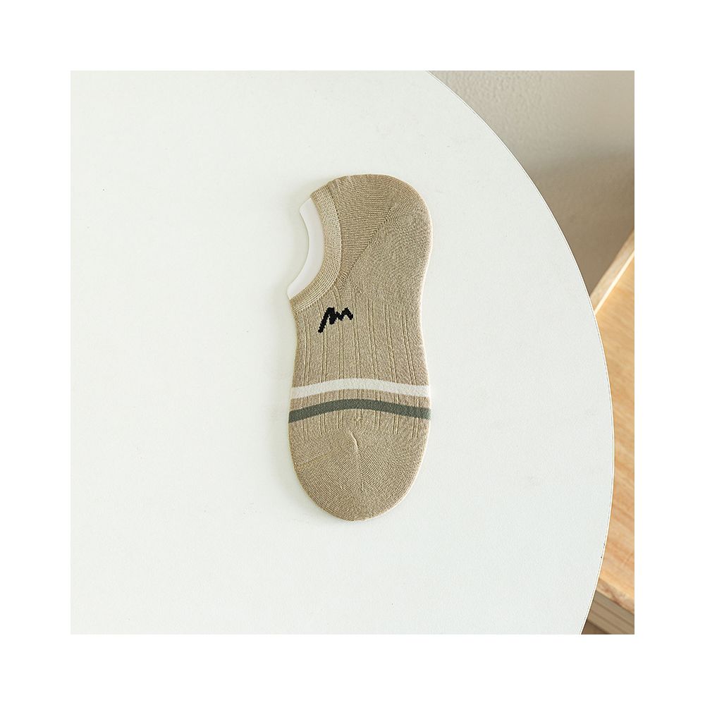 Socks men summer letter M boneless stitching invisible boat socks two bar striped short socks men exposed ankle wearing cotton