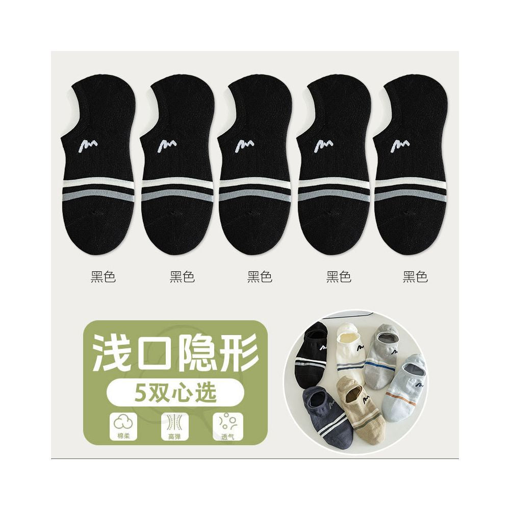 Socks men summer letter M boneless stitching invisible boat socks two bar striped short socks men exposed ankle wearing cotton image 34