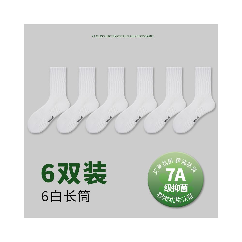 7A Ai Cao Antibacterial Spring Summer Pure Cotton Odor proof Socks Men s Thick Middle Socks Anti athlete Short Socks Women s Long Socks image 18