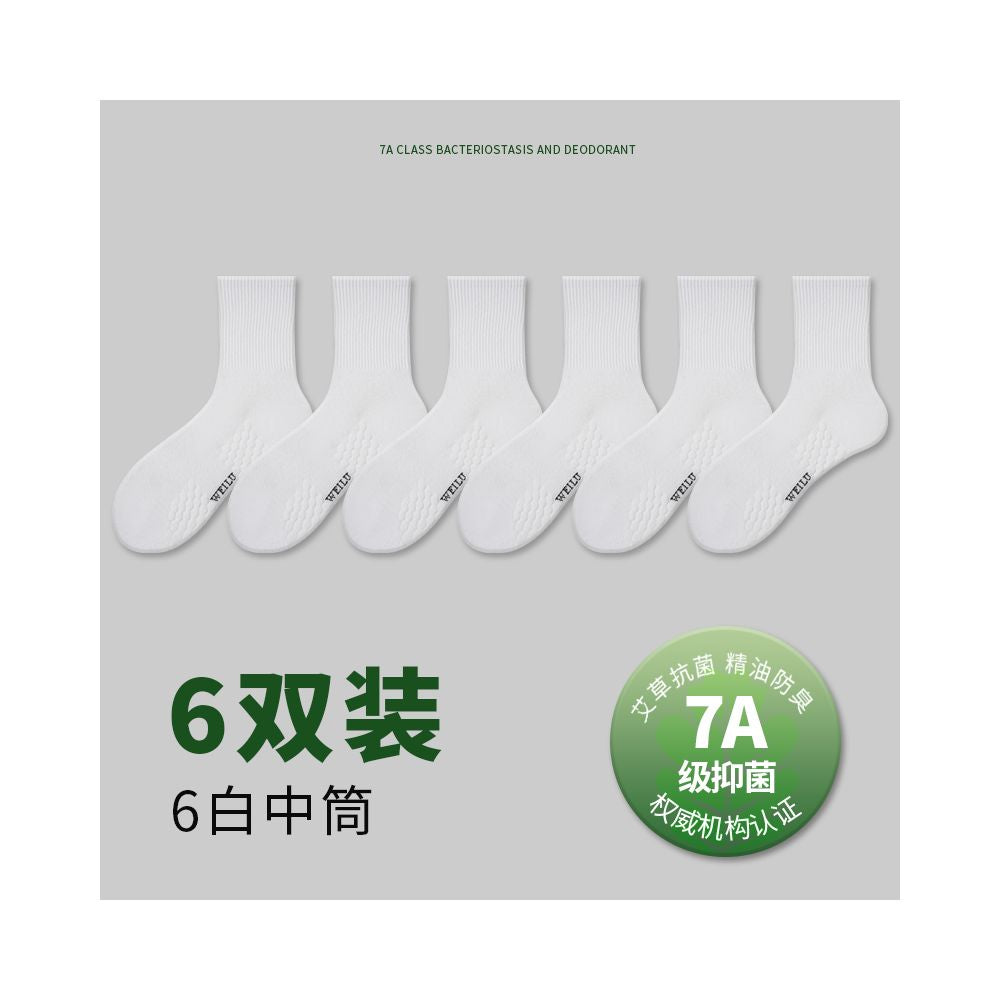 7A Ai Cao Antibacterial Spring Summer Pure Cotton Odor proof Socks Men s Thick Middle Socks Anti athlete Short Socks Women s Long Socks image 20
