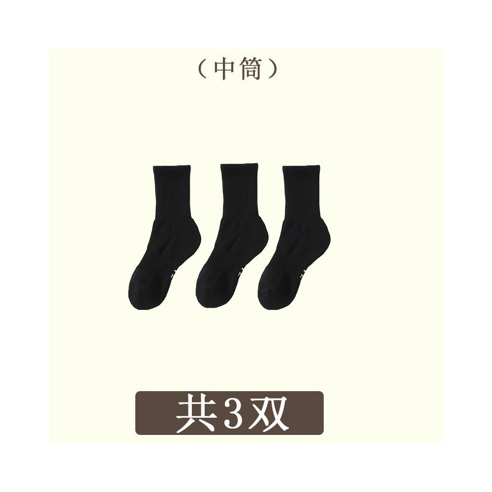 Men s summer mid tube socks towel bottom socks women s pure cotton breathable sports socks professional running basketball socks image 21