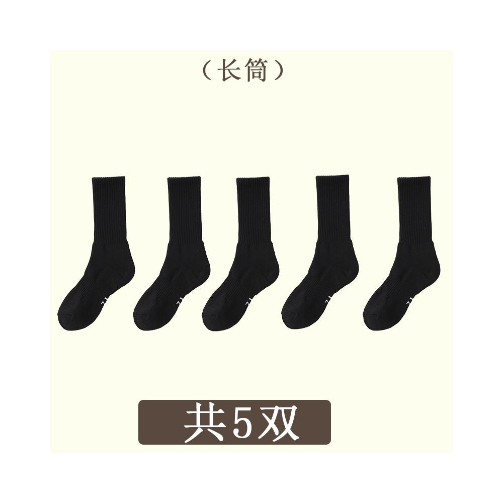 Men s summer mid tube socks towel bottom socks women s pure cotton breathable sports socks professional running basketball socks image 29
