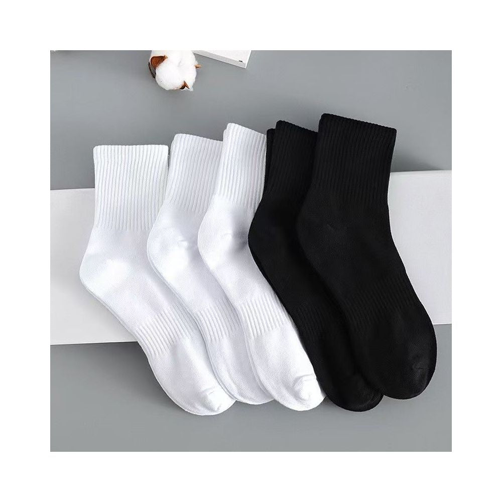 Xinjiang Cotton Men s Socks Men s Long Summer Thin Mid Tube Pure Cotton Sweat Absorbent Sports Black and White Short Boat Socks image 5