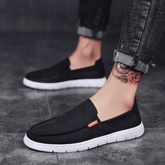 2025 new foot on autumn bean shoes men s anti odor trend canvas casual trendy shoes versatile old Beijing cloth shoes