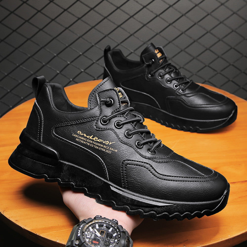 Chef Men s Shoes Summer Kitchen Work Labor Protection Leather Shoes Black Casual Sports Men s Waterproof and Anti slip Trendy Shoes Autumn image 2